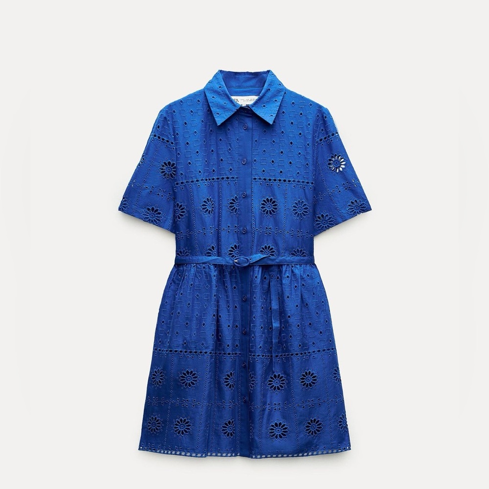 Zara embroidered eyelet mini dress
